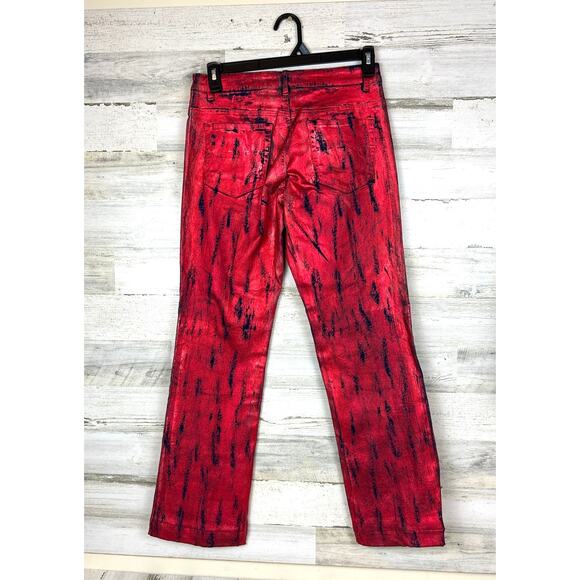 Jr-S.Com Misses 11/12 Vintage Y2K Red Blue Low Rise Straight Leg Zip Jeans - Picture 2 of 6